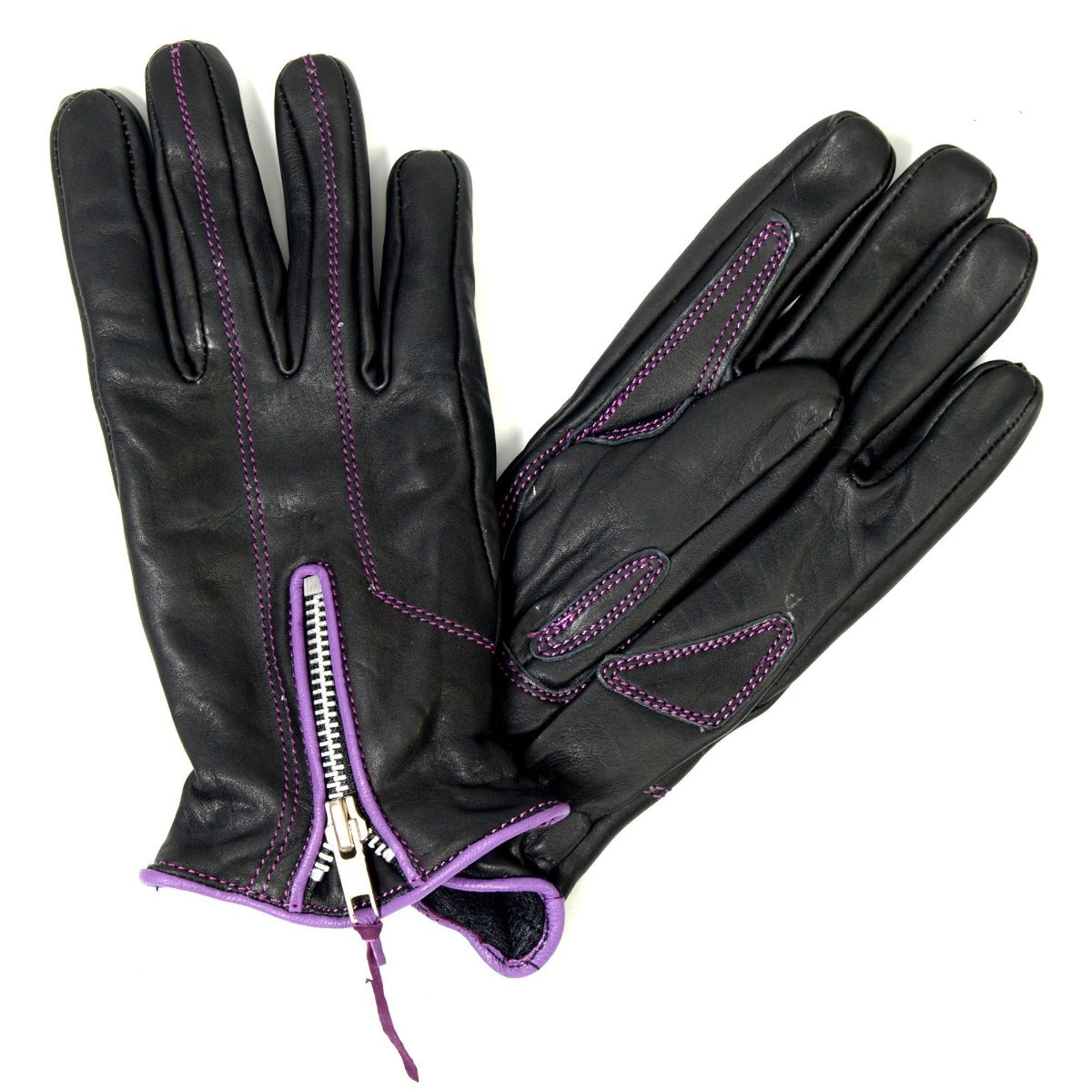 Hot Leathers Women's Driving Gloves W/Purple Piping