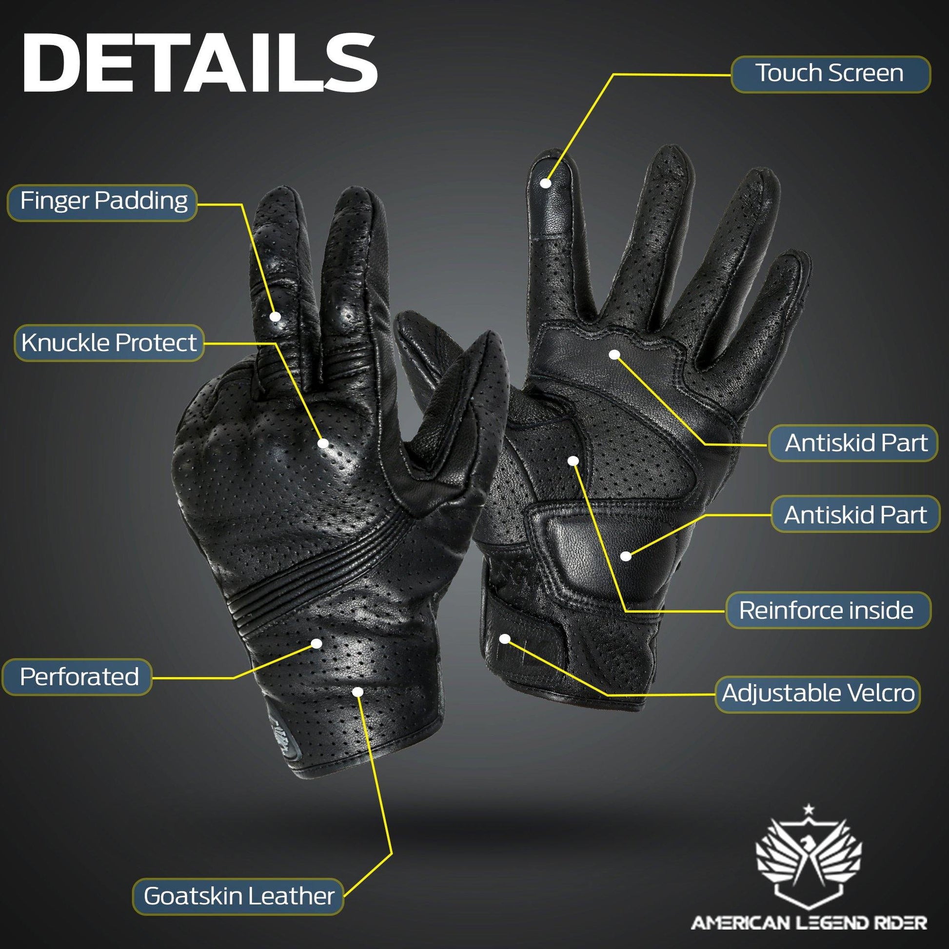 Premium Biker Gloves - American Legend Rider