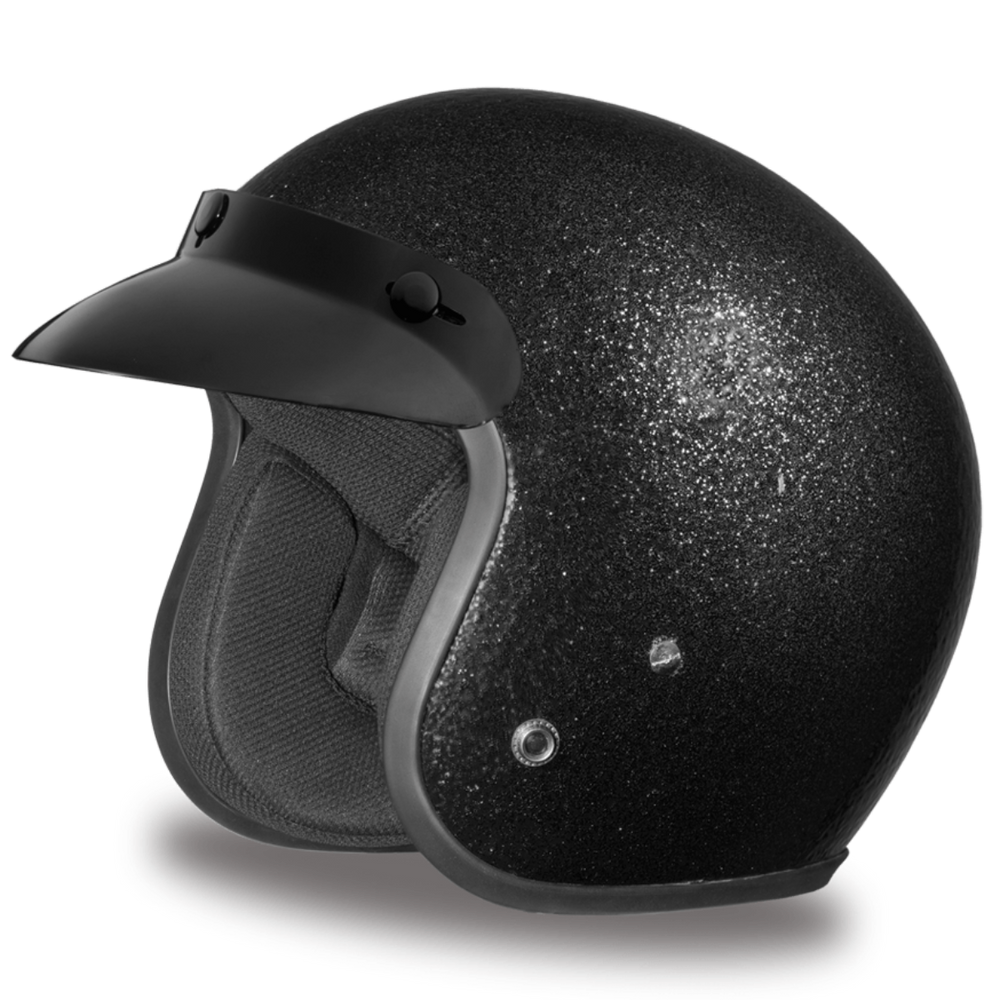 Daytona D.O.T. Cruiser Black Metal Flake Motorcycle Open Face Helmet