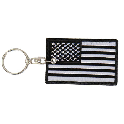 Hot Leathers Black & White American Flag Keychain - American Legend Rider
