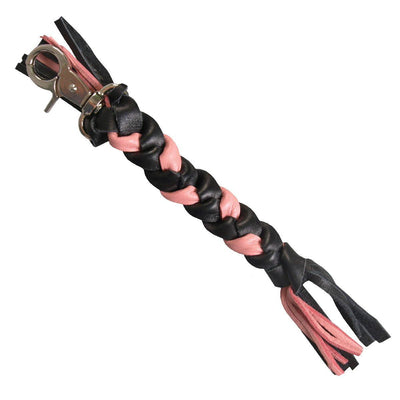 Hot Leathers 9" Black And Pink Braided Leather Keychain - American Legend Rider