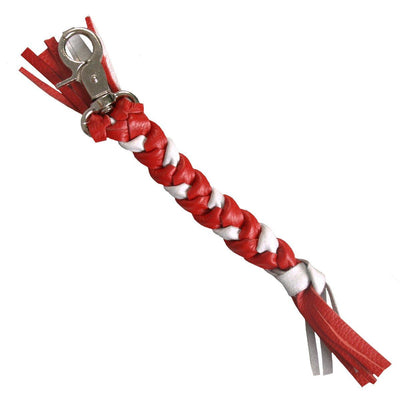 Hot Leathers 9 Red And White Braided Leather Keychain - American Legend Rider