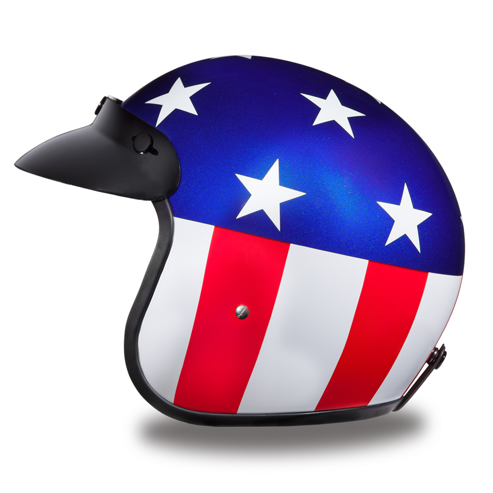 Daytona D.O.T. Cruiser States of America Motorcycle Open Face Helmet, Blue/White/Red - American Legend Rider