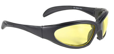 Daniel Smart Chopper Black Frame with Yellow Lens sports sunglasses with UV protection and rubber grips.