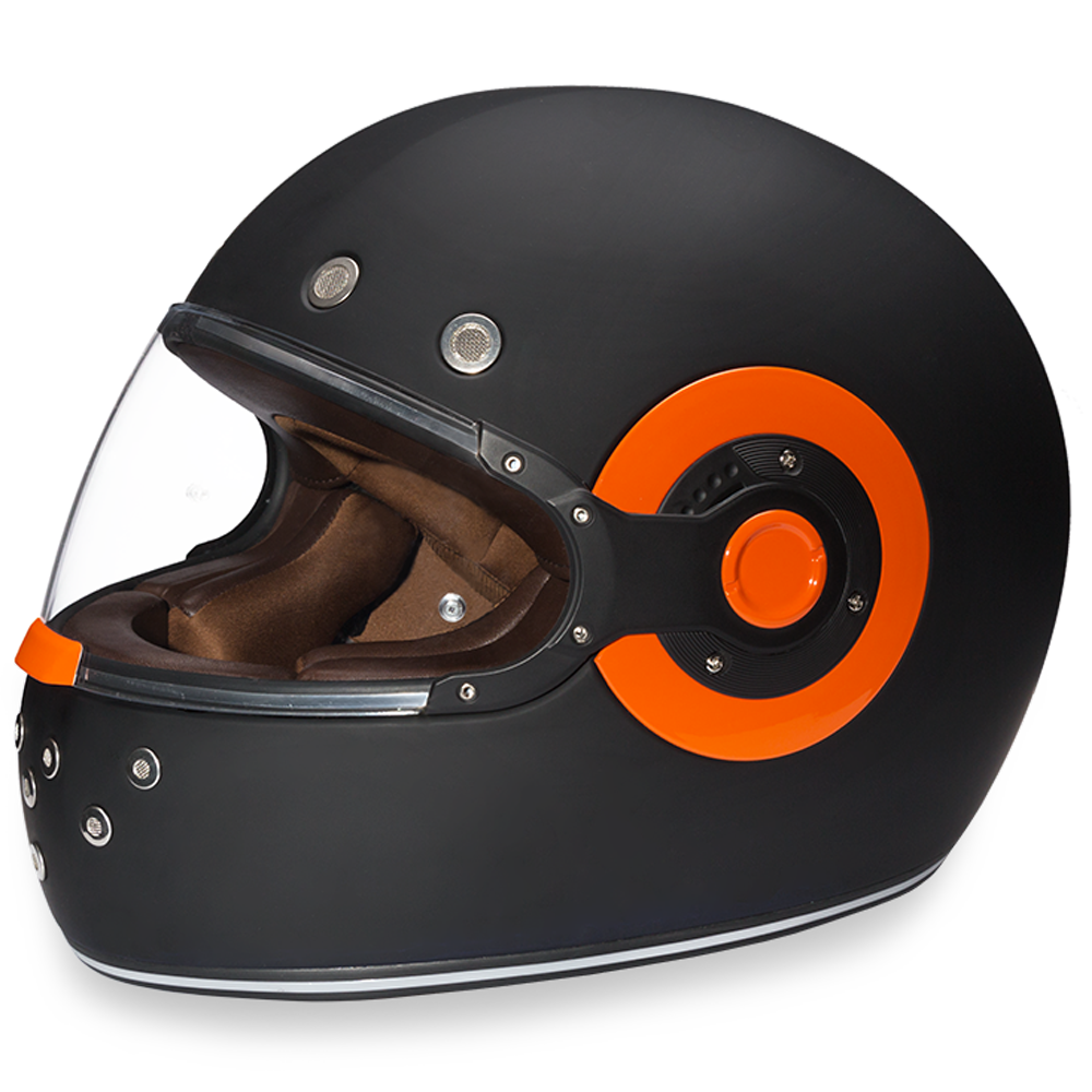 Daytona D.O.T Retro Dull Black Orange Accents Helmet