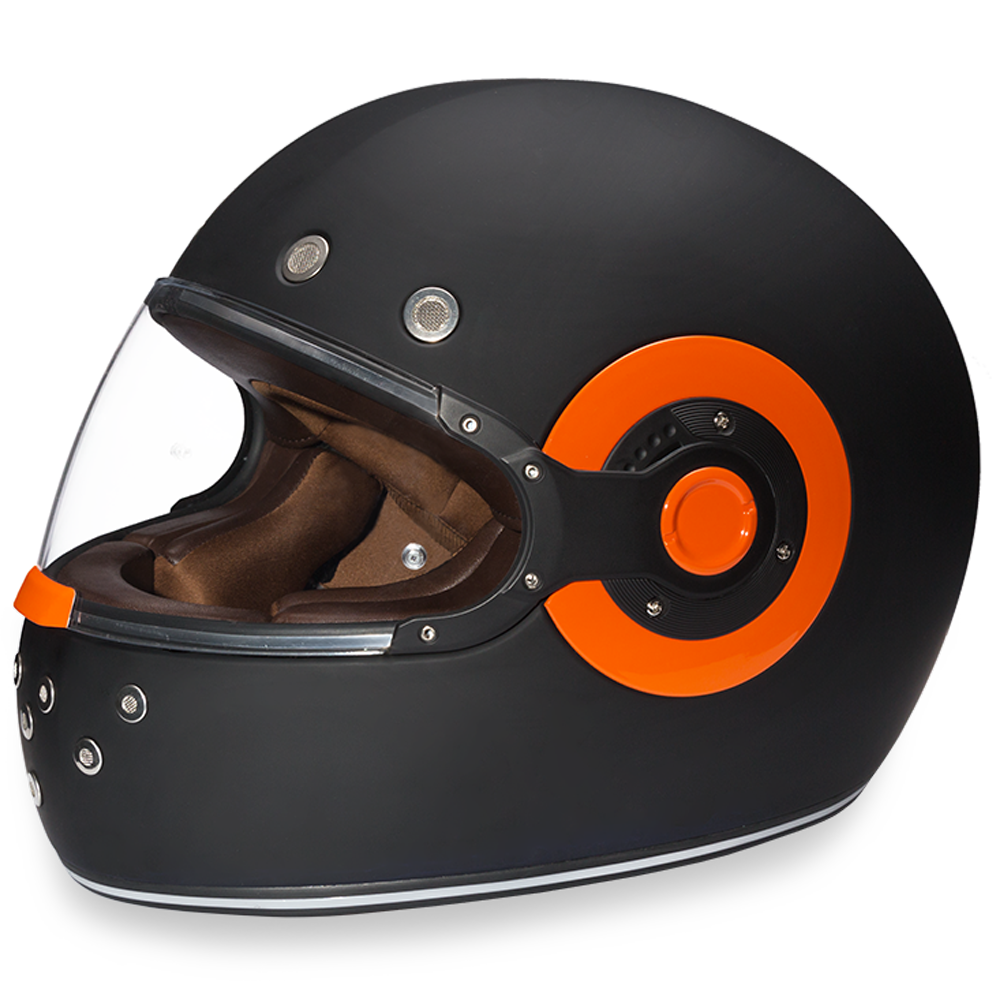 Daytona D.O.T Retro Dull Black Orange Accents Helmet - American Legend Rider