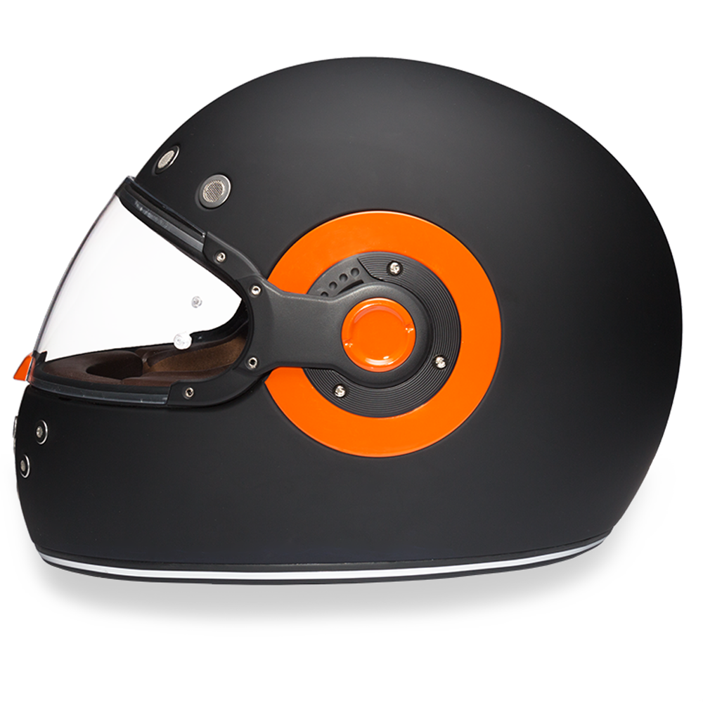 Daytona D.O.T Retro Dull Black Orange Accents Helmet - American Legend Rider