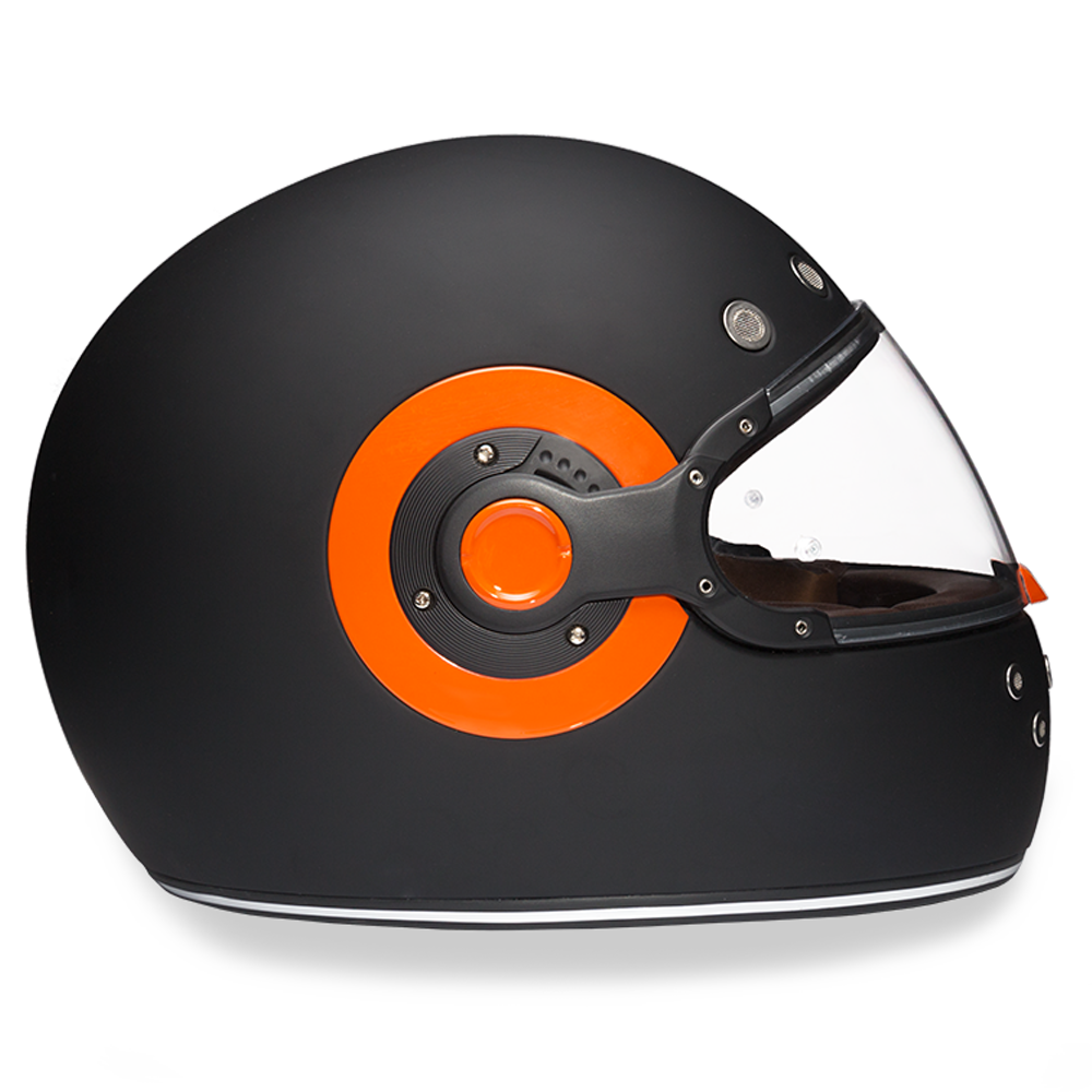 Daytona D.O.T Retro Dull Black Orange Accents Helmet - American Legend Rider