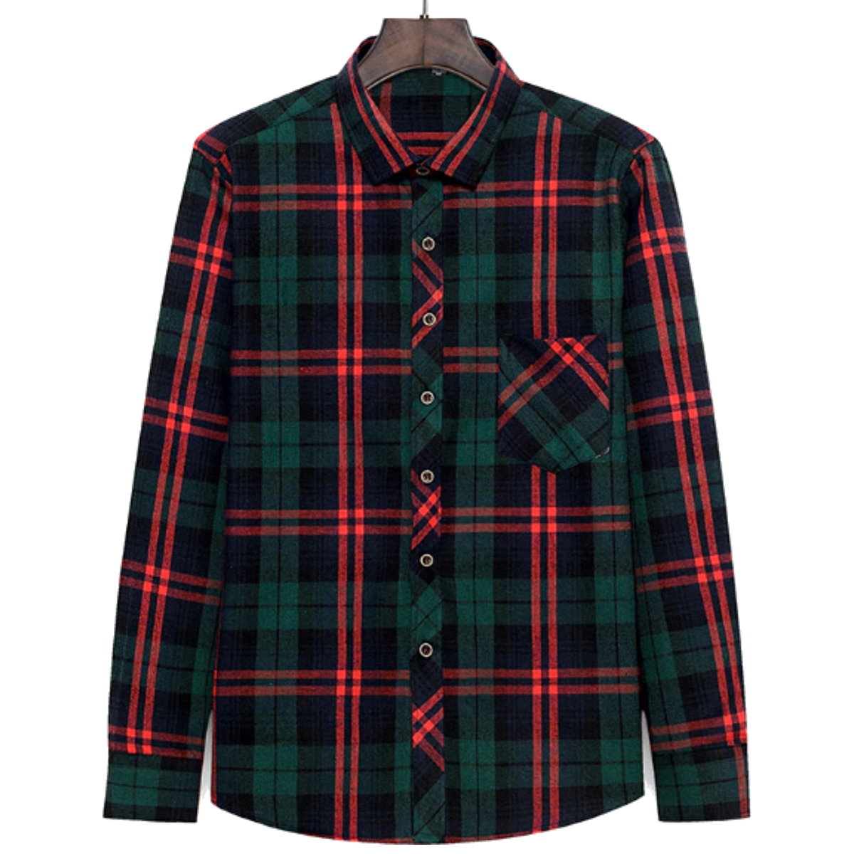 Men's Plaid Button Down Flannel Shirt, Red/Green are known for their quality and timeless style. This men's long sleeve plaid shirt, featured in a classic Red/Green pattern, is a perfect example. Made