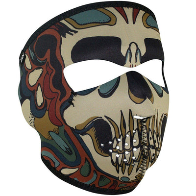 ZANheadgear® Psychedelic Skull Full Face Mask, Neoprene/Polyester, One Size, Tan/Black/Brown - American Legend Rider