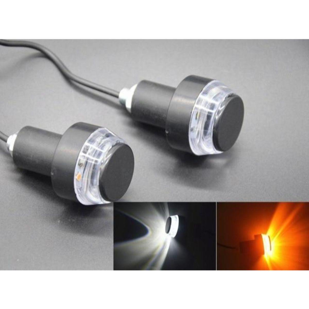 Universal Motorcycle Turn Signal LED Light End Handlebar - 2pcs, ABS, 12V, Black Body - American Legend Rider
