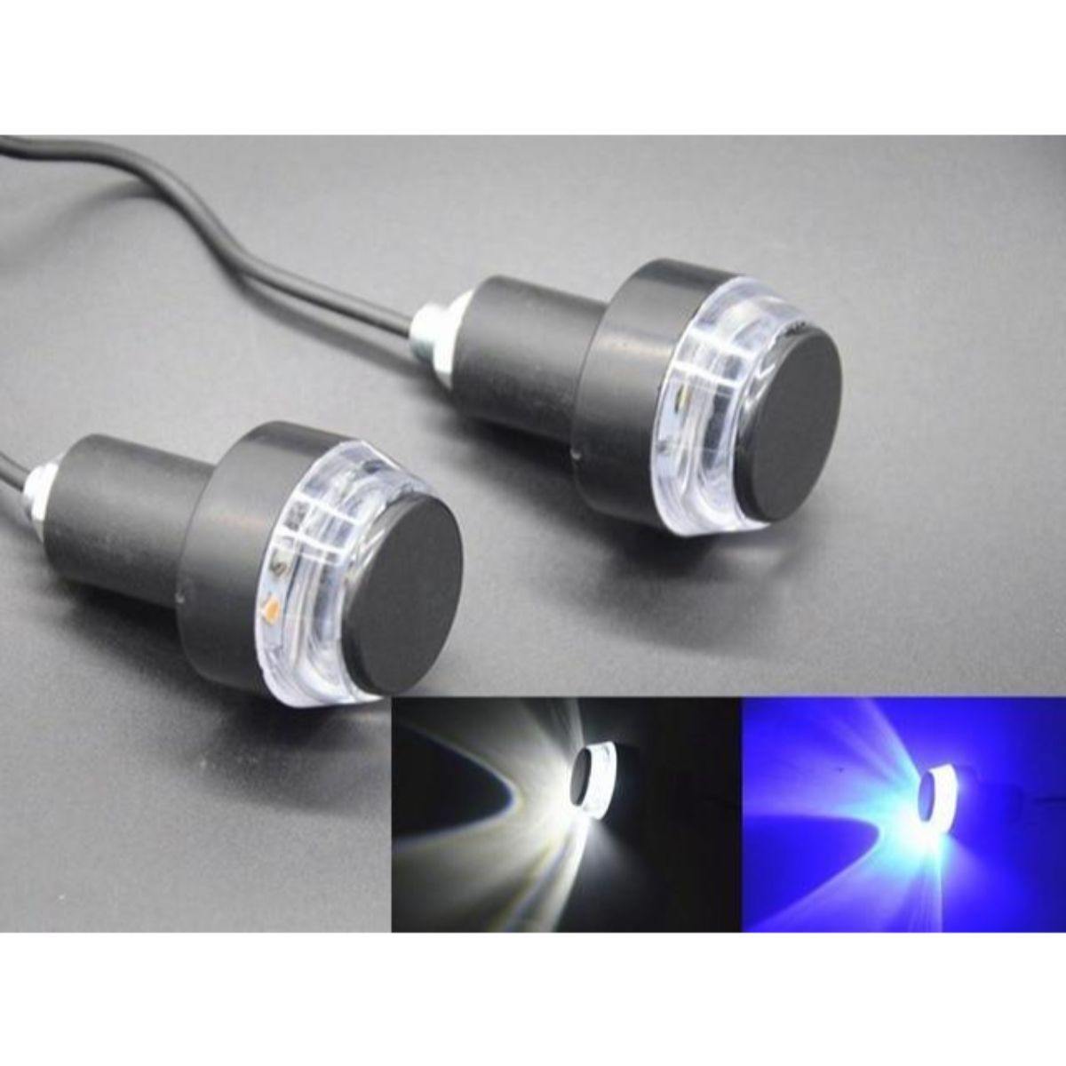 Universal Motorcycle Turn Signal LED Light End Handlebar - 2pcs, ABS, 12V, Black Body - American Legend Rider