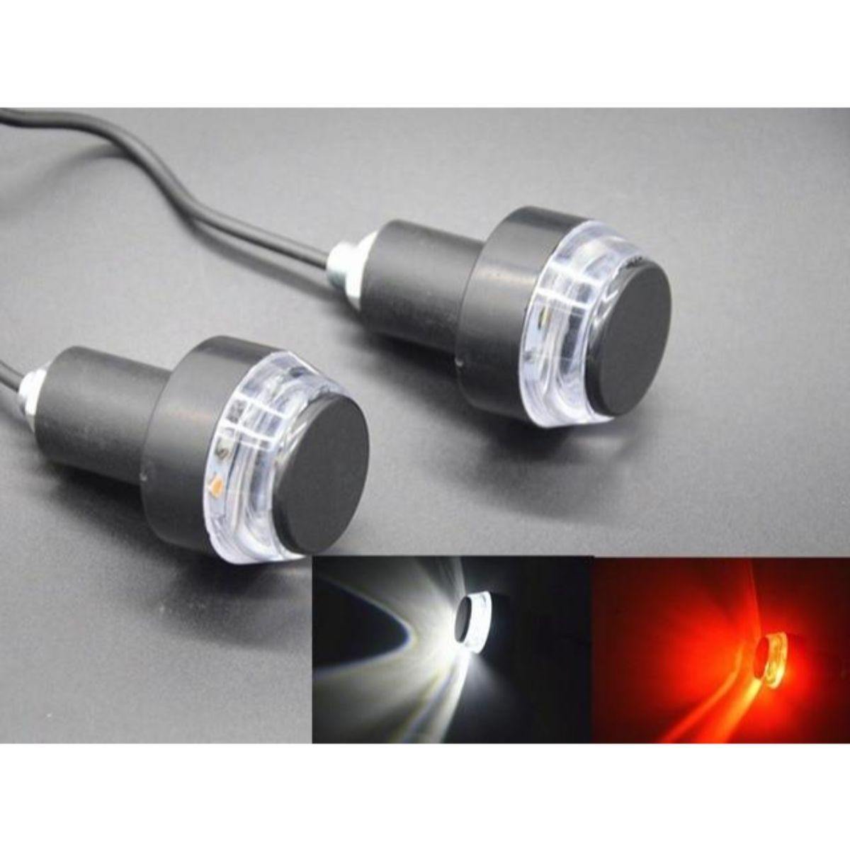 Universal Motorcycle Turn Signal LED Light End Handlebar - 2pcs, ABS, 12V, Black Body - American Legend Rider