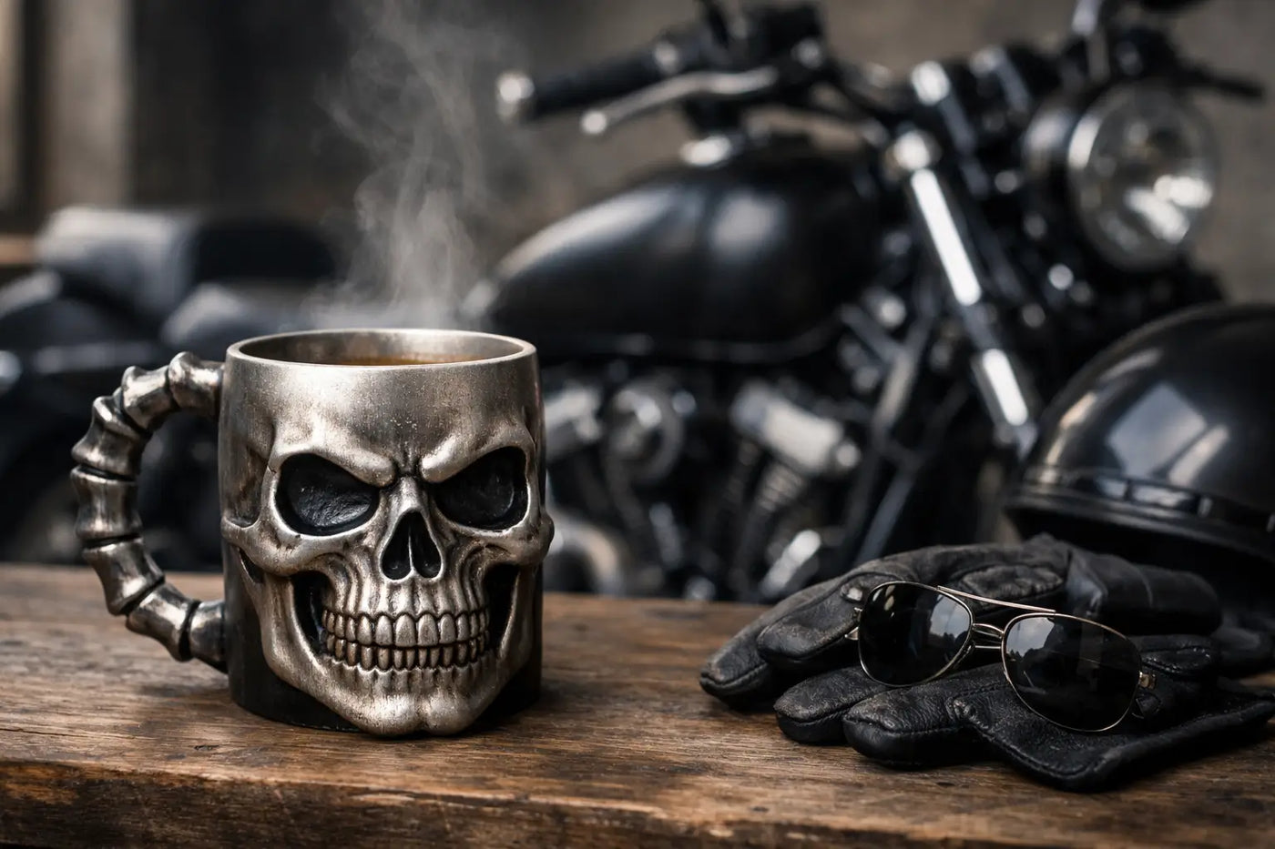 Skull Coffee Mug Gift for Real Biker Style