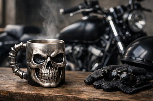 Skull Coffee Mug Gift for Real Biker Style