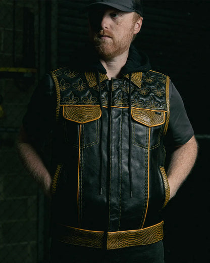 Dynasty Men's Club Style Leather Biker Vest Men's Leather Vest Vests