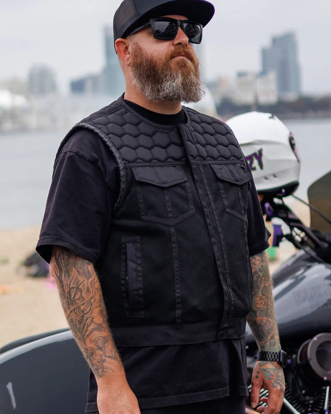 Lowside Hornet Moto Mesh Men's Club Style Vest Men's Moto Mesh Vest Vests
