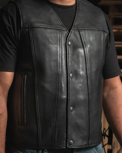 Gambler Men's Motorcycle Leather Vest Men's Leather Vest Vests