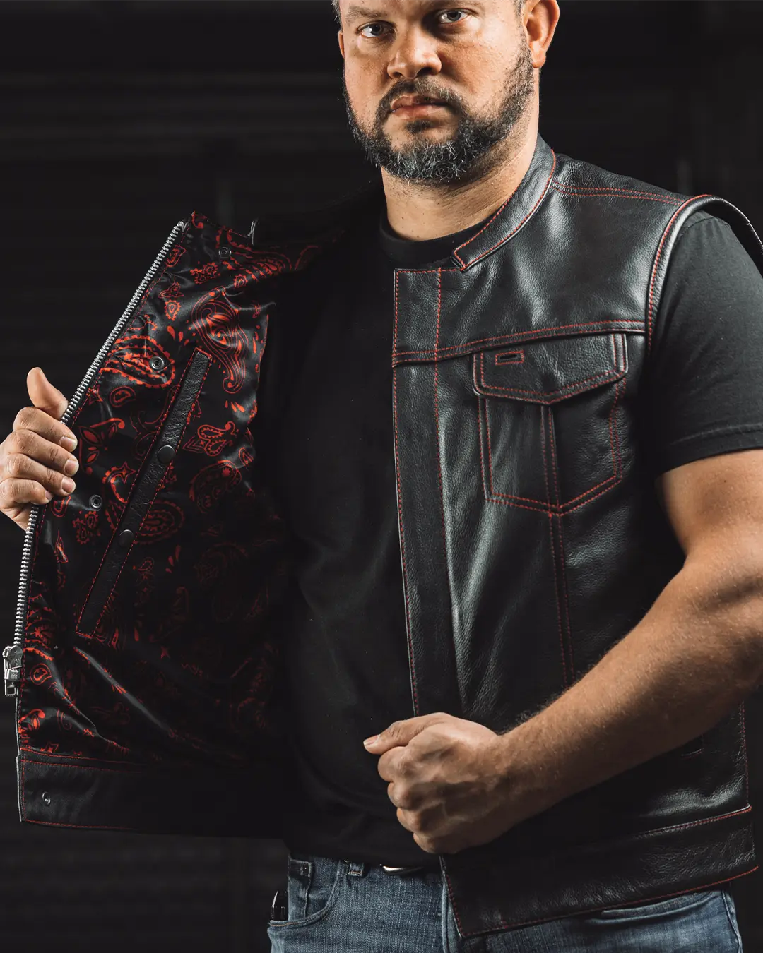 The Cut Men's Motorcycle Leather Vest, Multiple Color Options
