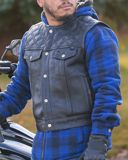 Shell Shock Men's Motorcycle Leather Vest (limited edition) Men's Leather Vest Vests