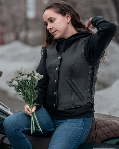 Honey Badger Women's Motorcycle Leather Vest Women's Leather Vest Vests