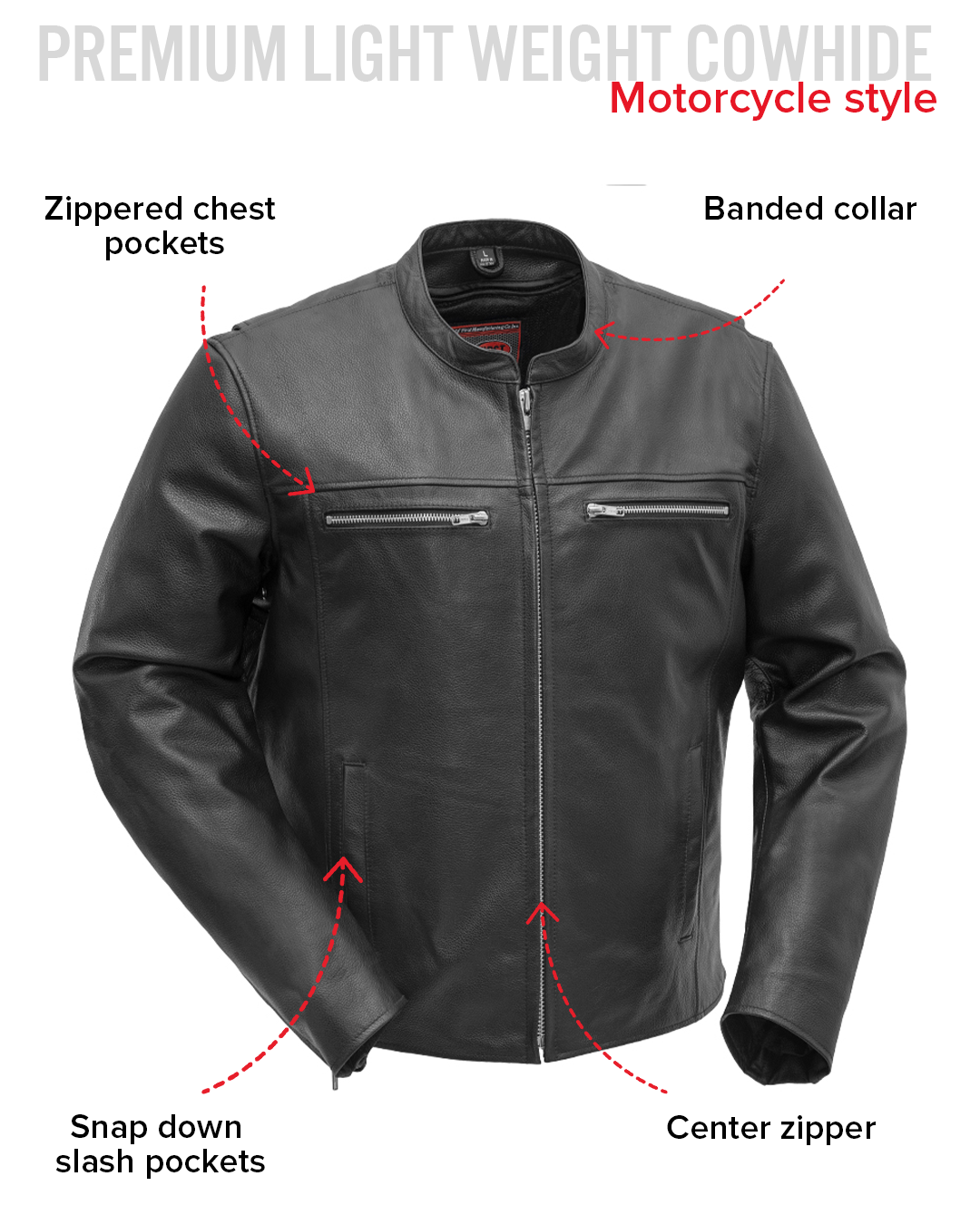 Rocky Men's Motorcycle Leather Jacket Men's Leather Jacket Jackets