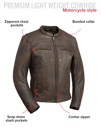 Rocky Men's Motorcycle Leather Jacket Men's Leather Jacket Jackets