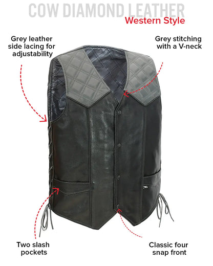 Hammer down Men's Western Style Leather Biker Vest Men's Leather Vest Vests