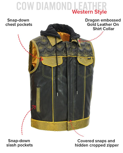 Dynasty Men's Club Style Leather Biker Vest Men's Leather Vest Vests