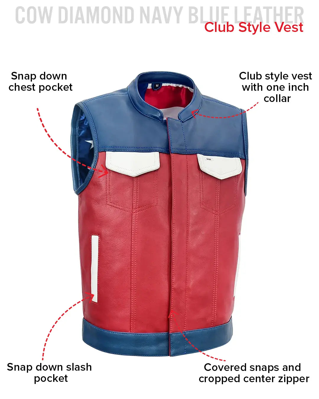 Patriot Rebel Men's Motorcycle Leather Vest Men's Leather Vest Vests