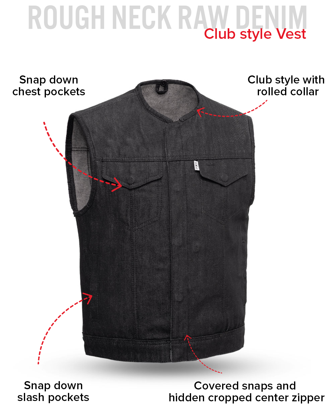 Murdock - Men's Motorcycle Denim Vest Men's Denim Vest Vests