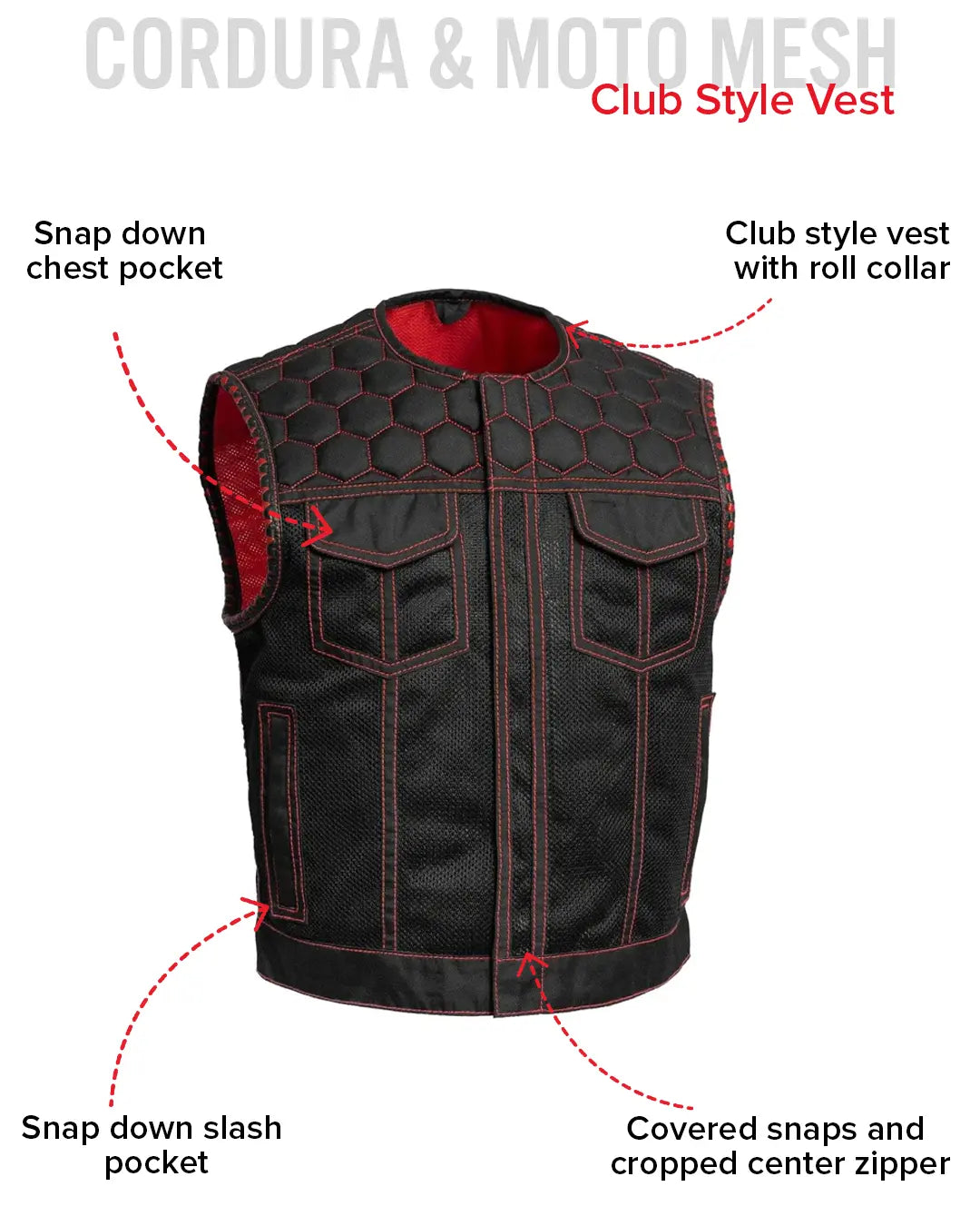 Hornet Moto Mesh Men's Club Style Vest