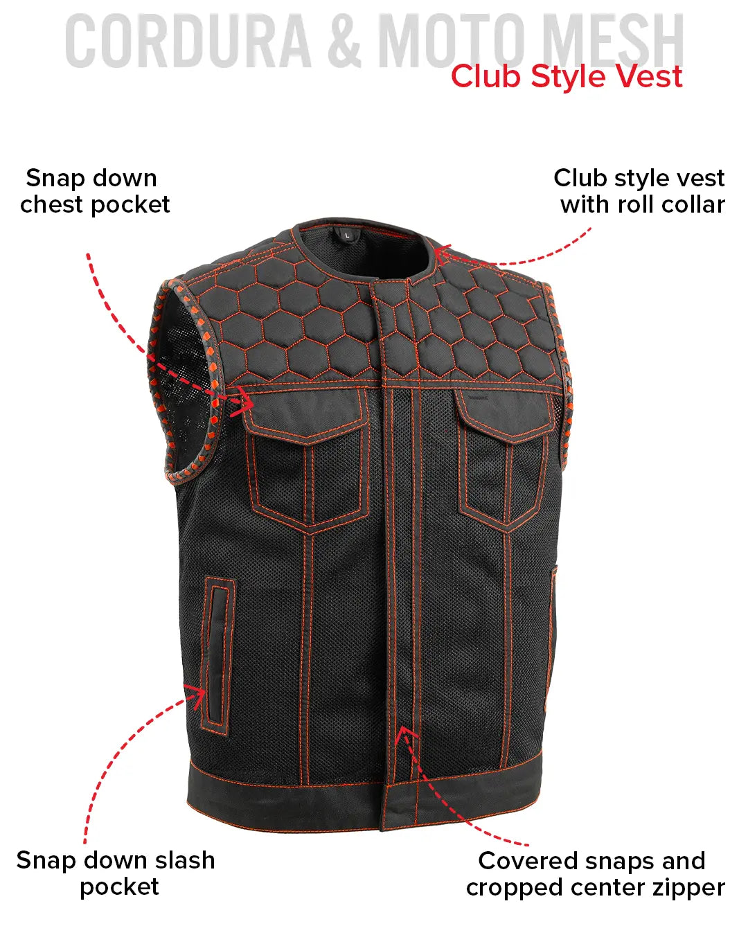 Hornet Moto Mesh Men's Club Style Vest