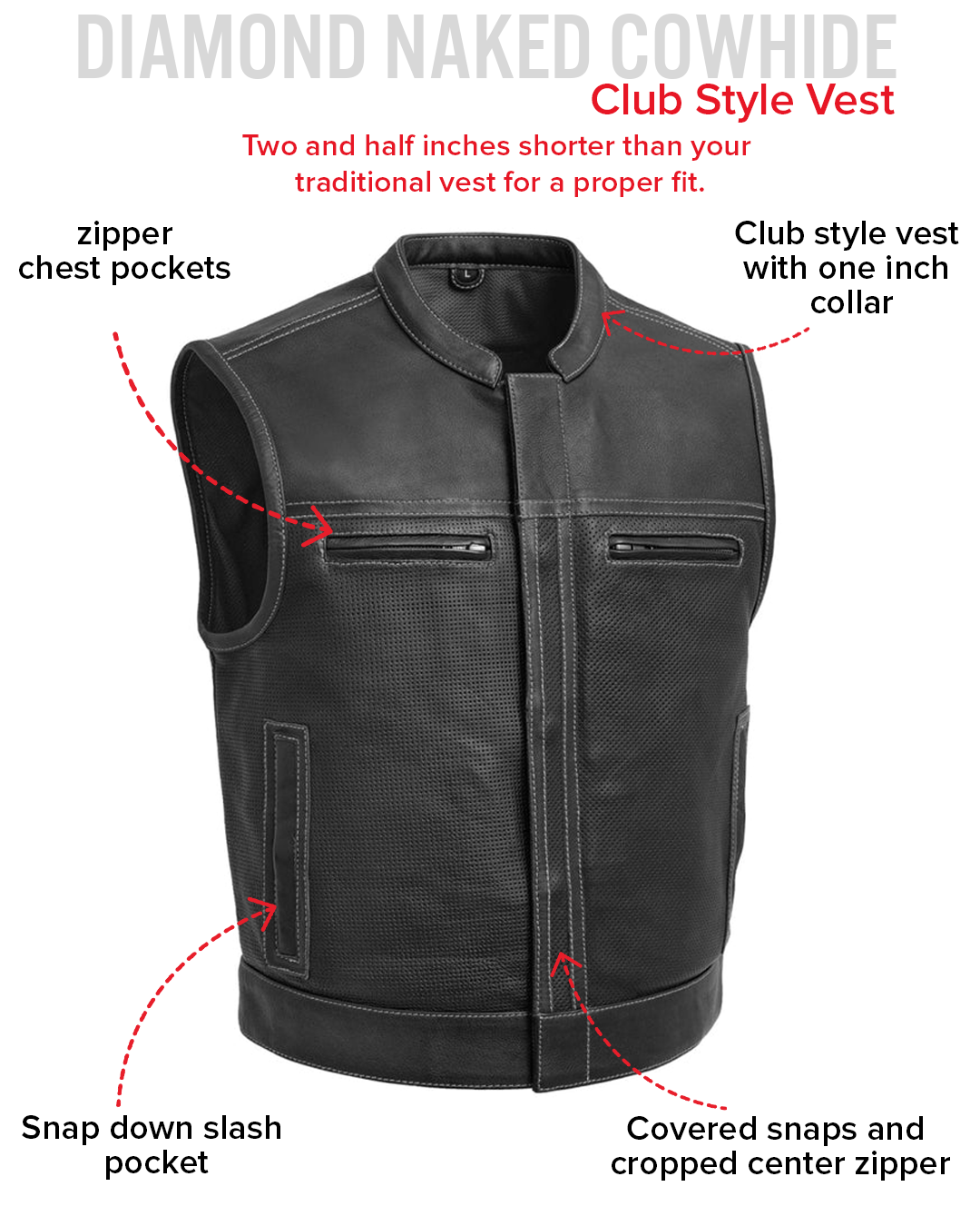 Lowrider Perforated Men's Leather Vest Men's Perforated Leather Vest Vests