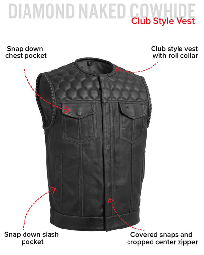 Hornet Perforated Men's Club Style Leather Vest