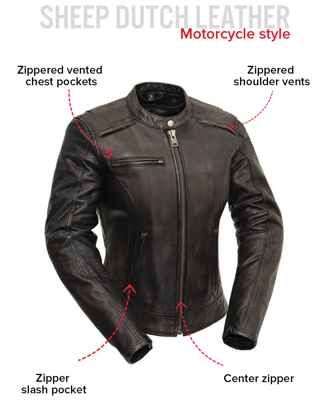 Trickster Womens Motorcycle Leather Jacket Women's Leather Jacket Jackets