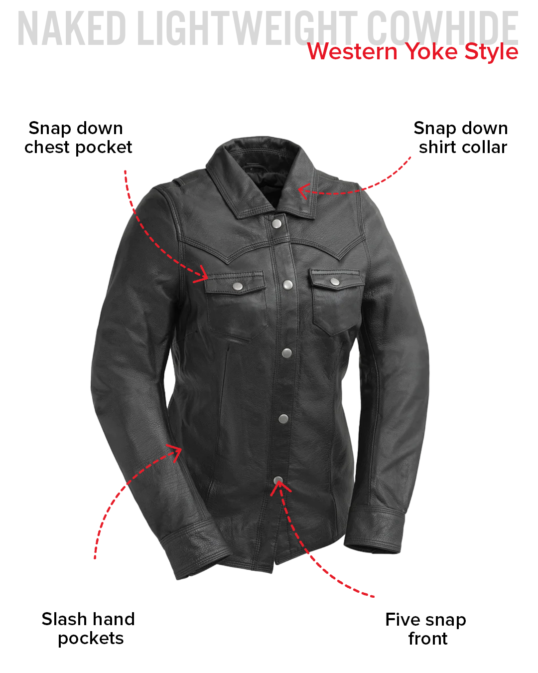 Onyx Women's Leather Motorcycle Shirt Women's Shirt First Manufacturing Company