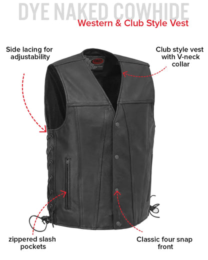 Gambler Men's Motorcycle Leather Vest Men's Leather Vest Vests