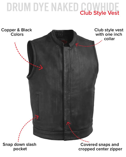 Top Rocker Men's Motorcycle Leather Vest Men's Leather Vest Vests