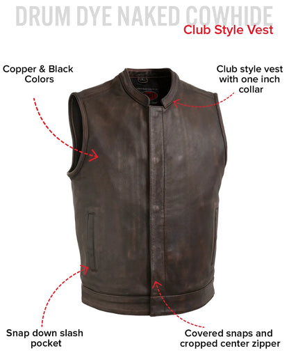 Top Rocker Men's Motorcycle Leather Vest Men's Leather Vest Vests