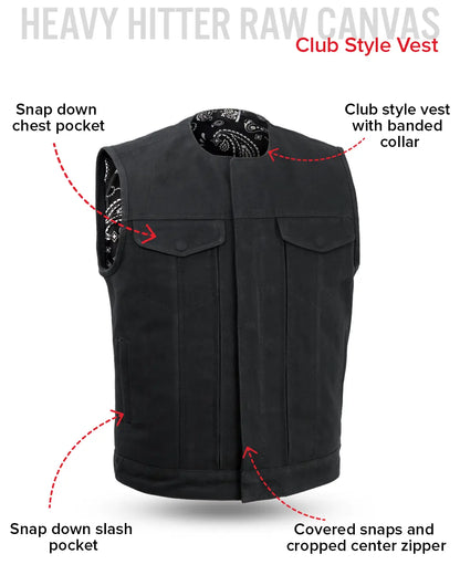 Fairfax V2 Men's Motorcycle Canvas Vest Men's Canvas Vests Vests