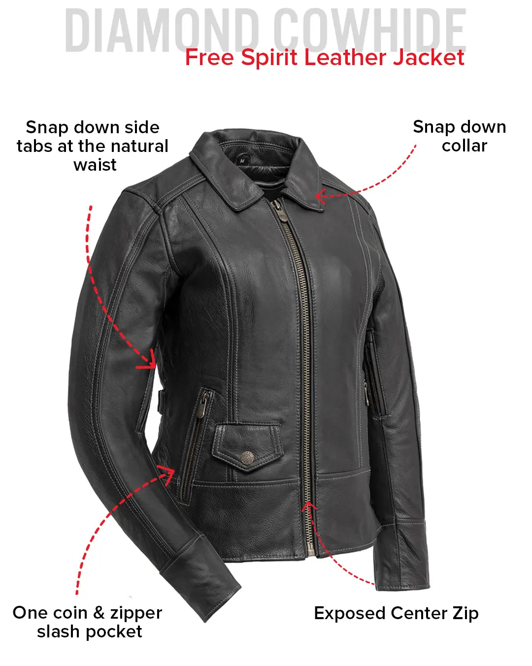 Free Spirit - Women's Motorcycle Leather Jacket Women's Leather Jacket Jackets