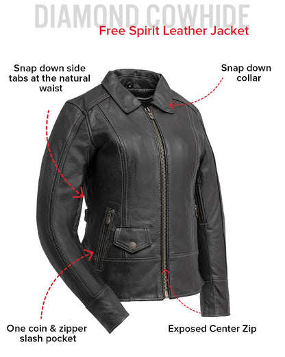 Free Spirit - Women's Motorcycle Leather Jacket Women's Leather Jacket Jackets