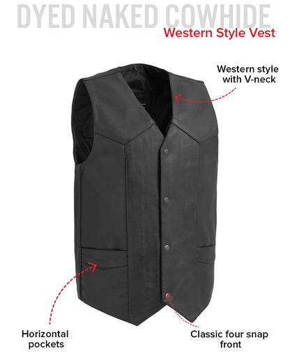 Texan Men's Motorcycle Western Style Leather Vest Men's Western Vest Vests