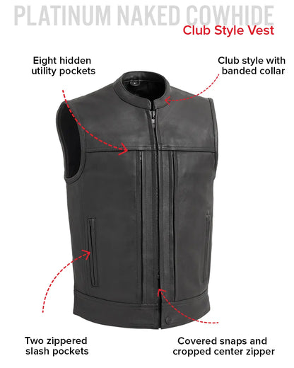 Rampage - Men's Motorcycle Leather Vest Men's Leather Vest Vests