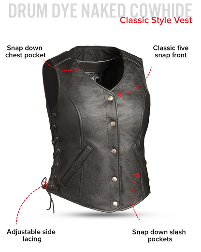Honey Badger Women's Motorcycle Leather Vest Women's Leather Vest Vests