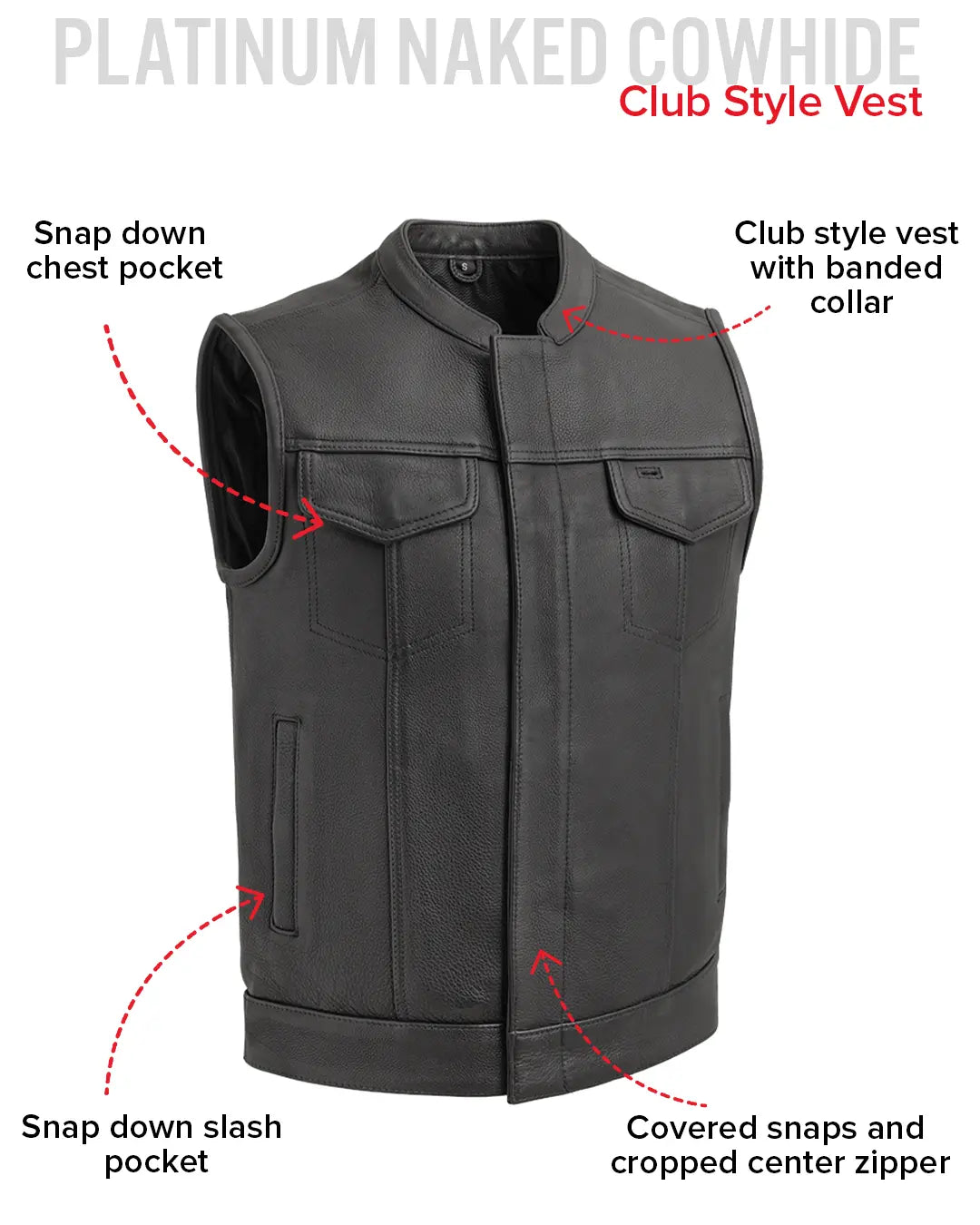 Hotshot Men's Motorcycle Leather Vest Men's Leather Vest Vests