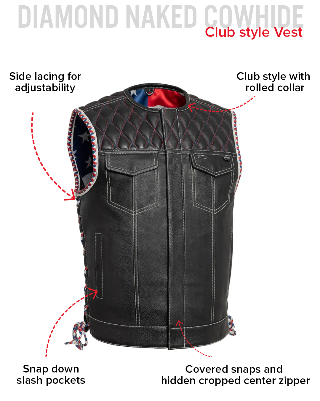 Captain Men's Motorcycle Leather Vest Men's Leather Vest Vests