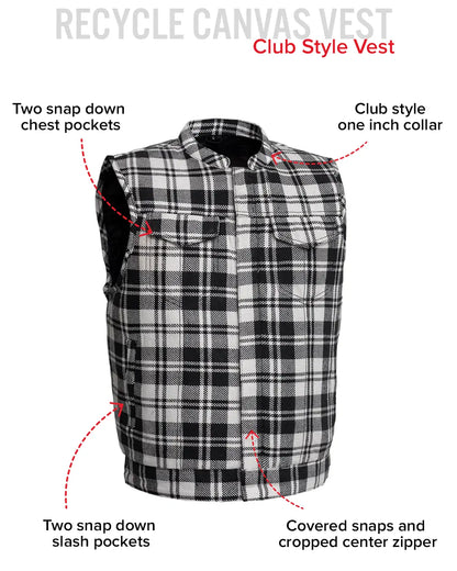 Sharp Shooter Moto Men's Canvas Vest - Recycled Men's Canvas Vests Vests