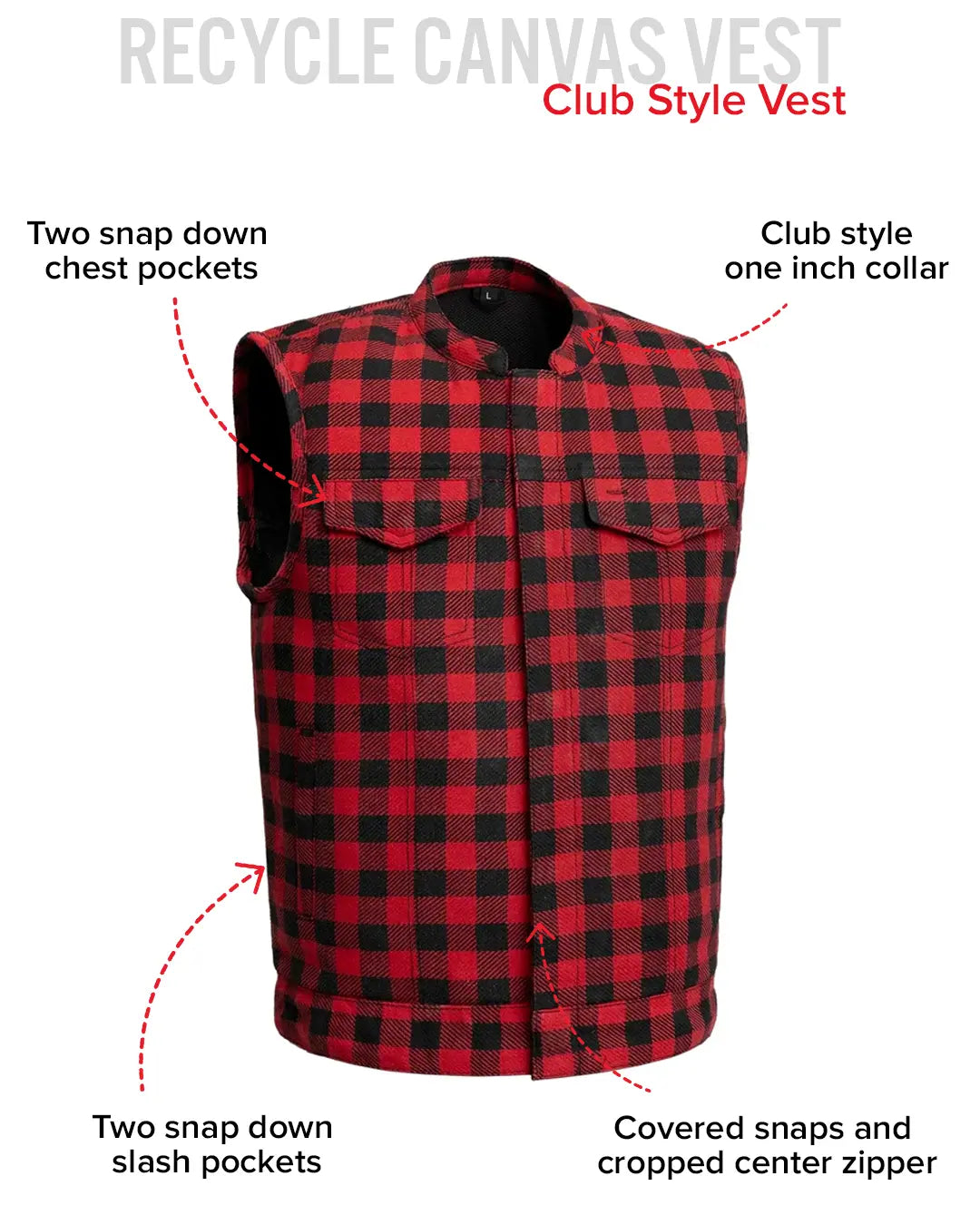 Sharp Shooter Moto Men's Canvas Vest - Recycled Men's Canvas Vests Vests